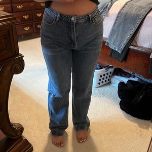 Brand new oversized jeans dark wash with slit at knee